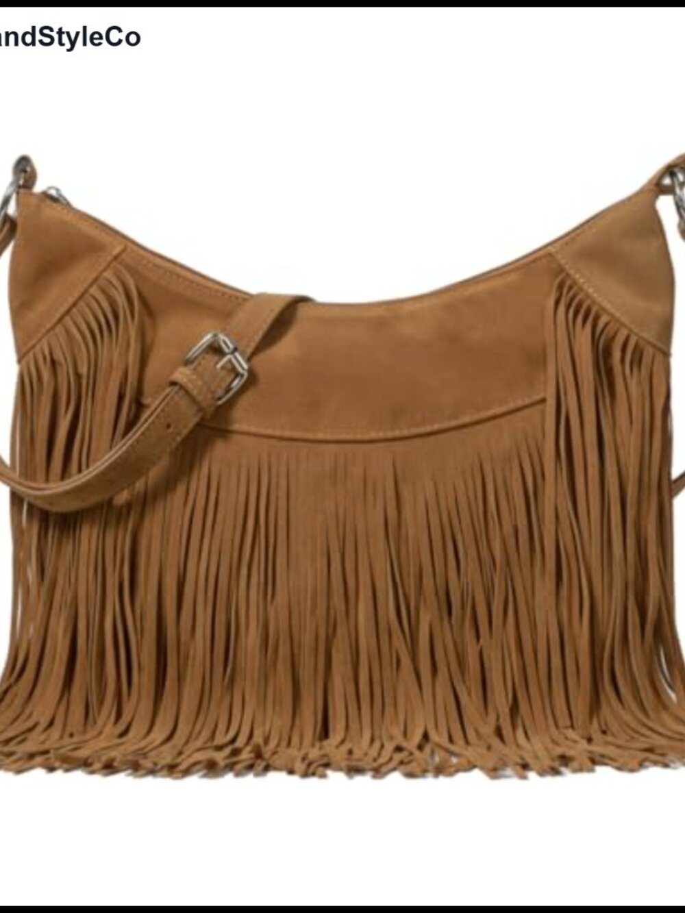 Vegan Suede Fringe Hobo Bag Tassel Crossbody Shoulder Purse